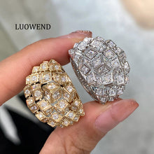 Load image into Gallery viewer, LUOWEND 18K White or Yellow Gold Natural Diamond Ring for Women
