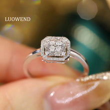 Load image into Gallery viewer, LUOWEND 18K White Gold Real Natural Diamond Ring for Women
