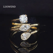Load image into Gallery viewer, LUOWEND 18K Yellow Gold Fine Jewelry Real Natural Diamond Ring for Women
