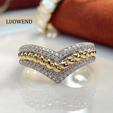 Load image into Gallery viewer, LUOWEND 18K White+Yellow Gold Fine Jewelry Real Natural Diamond Ring for Women
