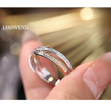 Load image into Gallery viewer, LUOWEND 18K White&amp;Rose&amp;Yellow Gold Real Natural Diamond Ring for Women
