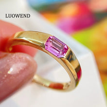 Load image into Gallery viewer, LUOWEND 18K Yellow Gold Natural Sapphire Ring for Women
