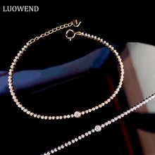 Load image into Gallery viewer, LUOWEND 18K White or Yellow Gold Real Natural Diamond Bracelet for Women
