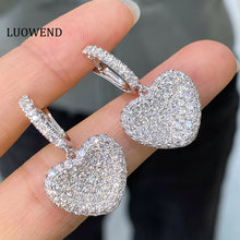 Load image into Gallery viewer, LUOWEND 18K White Gold Fine Jewelry Real Natural Diamond Drop Earrings for Women
