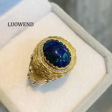 Load image into Gallery viewer, LUOWEND 18K Yellow Gold Naturl Opal Ring for Women
