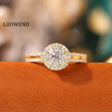 Load image into Gallery viewer, LUOWEND 18K Yellow Gold Real Natural Diamond Ring for Women
