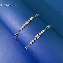 Load image into Gallery viewer, LUOWEND 18K White or Rose Gold Real Natural Diamond Bracelet for Women
