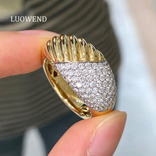 Load image into Gallery viewer, LUOWEND 18K White+Yellow Gold Fine Jewelry Real Natural Diamond Ring for Women
