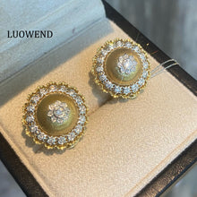 Load image into Gallery viewer, LUOWEND 18K Yellow Gold Natural Diamond Hoop Earrings for Women
