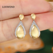 Load image into Gallery viewer, LUOWEND 18K Yellow Gold Real Natural Diamond Drop Earrings for Women
