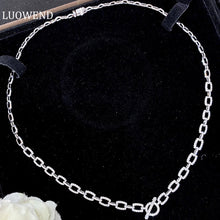 Load image into Gallery viewer, LUOWEND 18K White Gold Real Natural Diamond Necklace for Women
