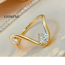 Load image into Gallery viewer, LUOWEND 18K Yellow Gold Natural Diamond Ring for Women
