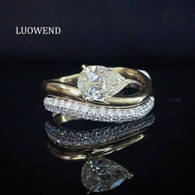 Load image into Gallery viewer, LUOWEND 18K Yellow Gold Fine Jewelry Real Natural Diamond Ring for Women
