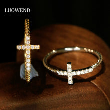 Load image into Gallery viewer, LUOWEND 18K White or Yellow Gold Natural Diamond Ring for Women
