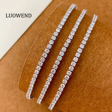 Load image into Gallery viewer, LUOWEND 18K White Gold Natural Diamond Bracelet for Women
