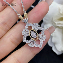 Load image into Gallery viewer, LUOWEND 18K White and Yellow Gold Real Natural Diamond Pendant Necklace for Women
