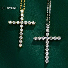 Load image into Gallery viewer, LUOWEND 18K White/Yellow Gold Fine Jewelry Real Natural Diamond Pendant Necklace for Women
