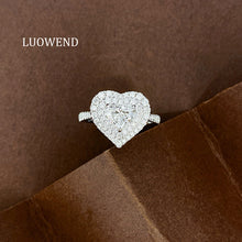 Load image into Gallery viewer, LUOWEND 18K White Gold Natural Diamond Ring for Women
