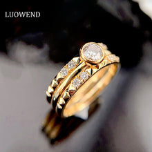 Load image into Gallery viewer, LUOWEND 18K Yellow Gold Real Natural Diamond Ring for Women
