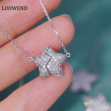 Load image into Gallery viewer, LUOWEND 18K White Gold Real Natural Diamond Pendant Necklace for Women
