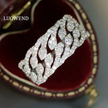 Load image into Gallery viewer, LUOWEND 18K White Gold Natural Diamond Ring for Women
