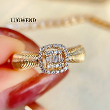 Load image into Gallery viewer, LUOWEND 18K Yellow Gold Fine Jewelry Real Natural Diamond Ring for Women
