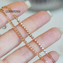 Load image into Gallery viewer, LUOWEND 18K Rose Gold Natural Diamond Bracelet for Women
