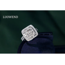 Load image into Gallery viewer, LUOWEND 18K White Gold Natural Diamond Ring for Women
