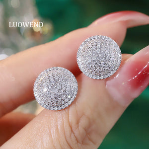 LUOWEND 18K White Gold Natural Earrings for Women