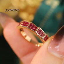 Load image into Gallery viewer, LUOWEND 18K Yellow Gold Real Natural Ruby Ring for Women
