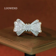 Load image into Gallery viewer, LUOWEND 18K White Gold Fine Jewelry Real Natural Diamond Ring for Women
