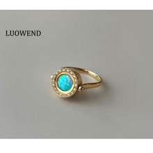 Load image into Gallery viewer, LUOWEND 18K Yellow Gold Natural Opal Ring for Women
