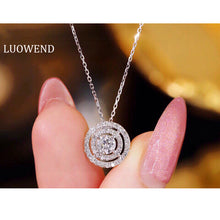 Load image into Gallery viewer, LUOWEND 18K White Gold Real Natural Diamond Pendant Necklace for Women
