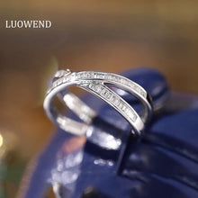 Load image into Gallery viewer, LUOWEND 18K White Gold Real Natural Diamond Ring for Women
