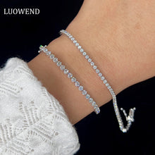 Load image into Gallery viewer, LUOWEND 18K White Gold Real Natural Diamond Bracelet for Women
