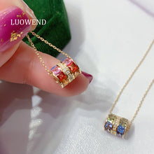 Load image into Gallery viewer, LUOWEND 18K Yellow Gold Natural Color Sapphire Necklace for Women
