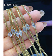 Load image into Gallery viewer, LUOWEND 18K Yellow Gold Real Natural Diamond Necklace for Women
