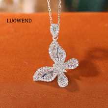 Load image into Gallery viewer, LUOWEND 18K White Gold Fine Jewelry Real Natural Diamond Pendant Necklace for Women
