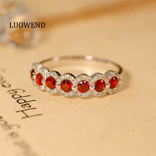 Load image into Gallery viewer, LUOWEND 18K White Gold Real Natural Ruby Ring for Women
