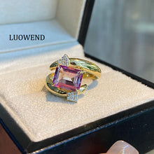 Load image into Gallery viewer, LUOWEND 18K Yellow Gold Natural Topaz Ring for Women
