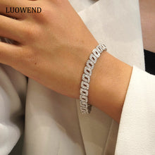 Load image into Gallery viewer, LUOWEND 18K White Gold Real Natural Diamond Bracelet for Women

