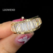 Load image into Gallery viewer, LUOWEND 18K Yellow Gold Real Natural Diamond Ring for Women
