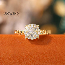 Load image into Gallery viewer, LUOWEND 18K Yellow Gold Real Natural Diamond Ring for Women
