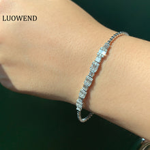 Load image into Gallery viewer, LUOWEND 18K White Gold Real Natural Diamond Bracelet for Women
