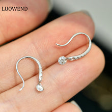 Load image into Gallery viewer, LUOWEND 18K White Gold Real Natural Diamond Hoop Earrings for Women
