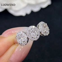 Load image into Gallery viewer, LUOWEND 18K White Gold Real Natural Diamond Ring for Women
