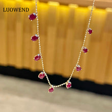 Load image into Gallery viewer, LUOWEND 18K Yellow Gold Natural Ruby Necklace for Women
