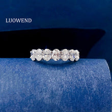 Load image into Gallery viewer, LUOWEND 18K White Gold Natural Diamond Ring for Women
