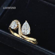 Load image into Gallery viewer, LUOWEND 18K Yellow Gold Fine Jewelry Real Natural Diamond Ring for Women
