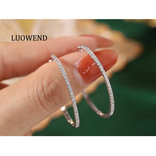 Load image into Gallery viewer, LUOWEND 18K White Gold Real Natural Diamond Earrings for Women
